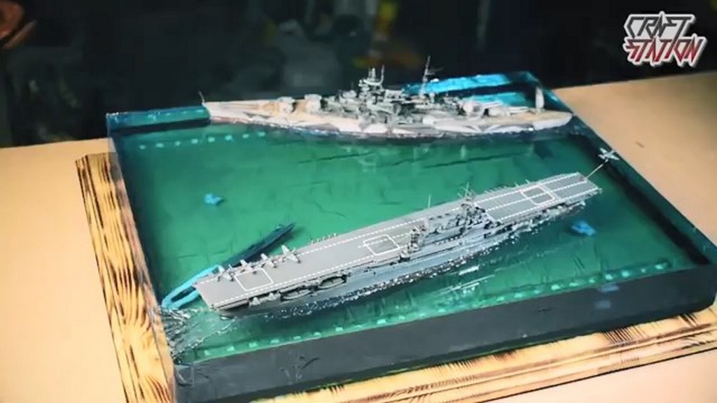 Diorama z bitwą morską
