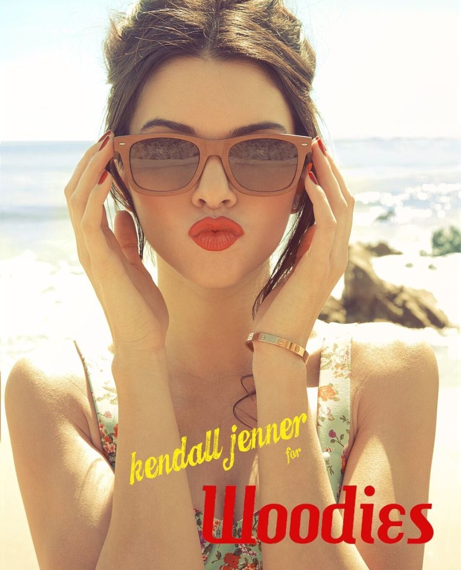 Kendall Jenner - seksowna modelka i siostra Kim Kardashian w okularach Woodies