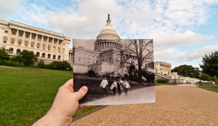Waszyngton, stare fotografie, 200 lat później