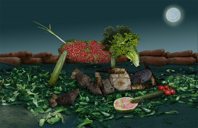 Reprodukcje obrazów wykonane z warzyw